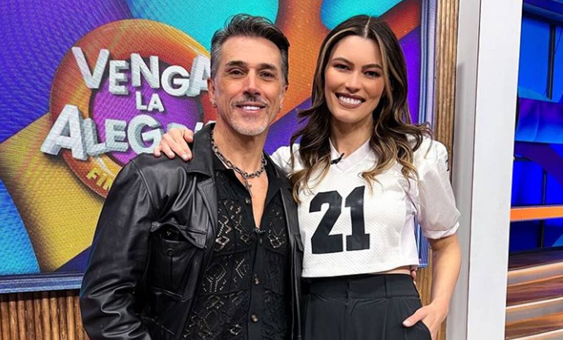 Sergio Mayer en TV Azteca con su exnuera Natalia Subtil.