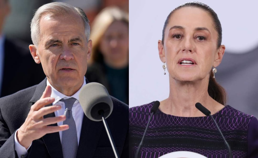 Mark Carney, primer ministro canadiense, y Claudia Sheinbaum, presidenta de México. Foto: AP/EFE