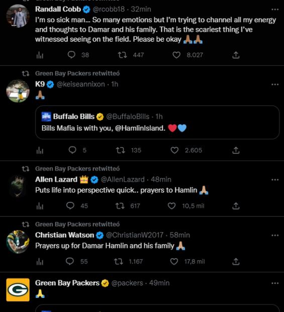 El mundo de la NFL reacciona al accidente de Damar Hamlin