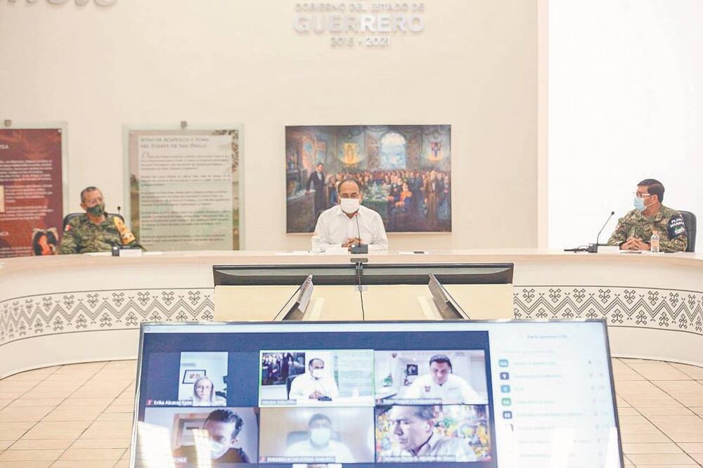 Ayer se llevó a cabo una reunión virtual, presidida por el gobernador Héctor Astudillo Flores, en la que participaron los alcaldes de los 10 municipios que registran el mayor número de contagios de Covid-19. Foto: ESPECIAL