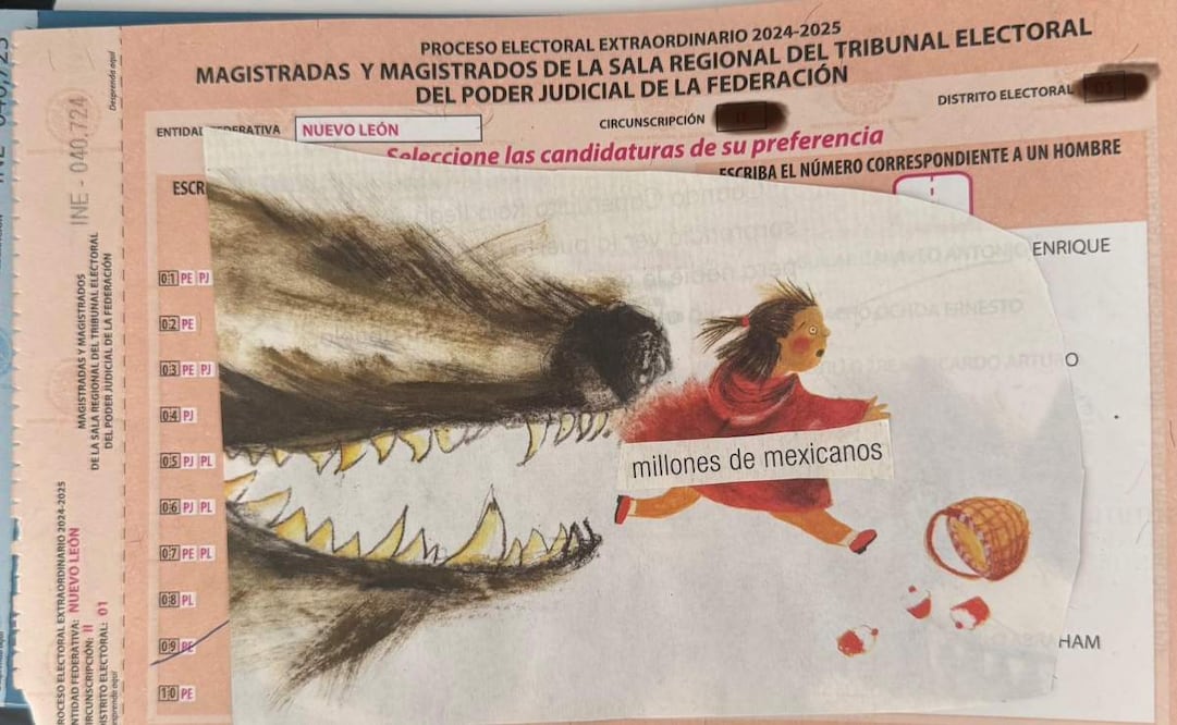 Además de las consignas de protesta, electores hicieron intervenciones artísticas en sus boletas. Foto: Especial