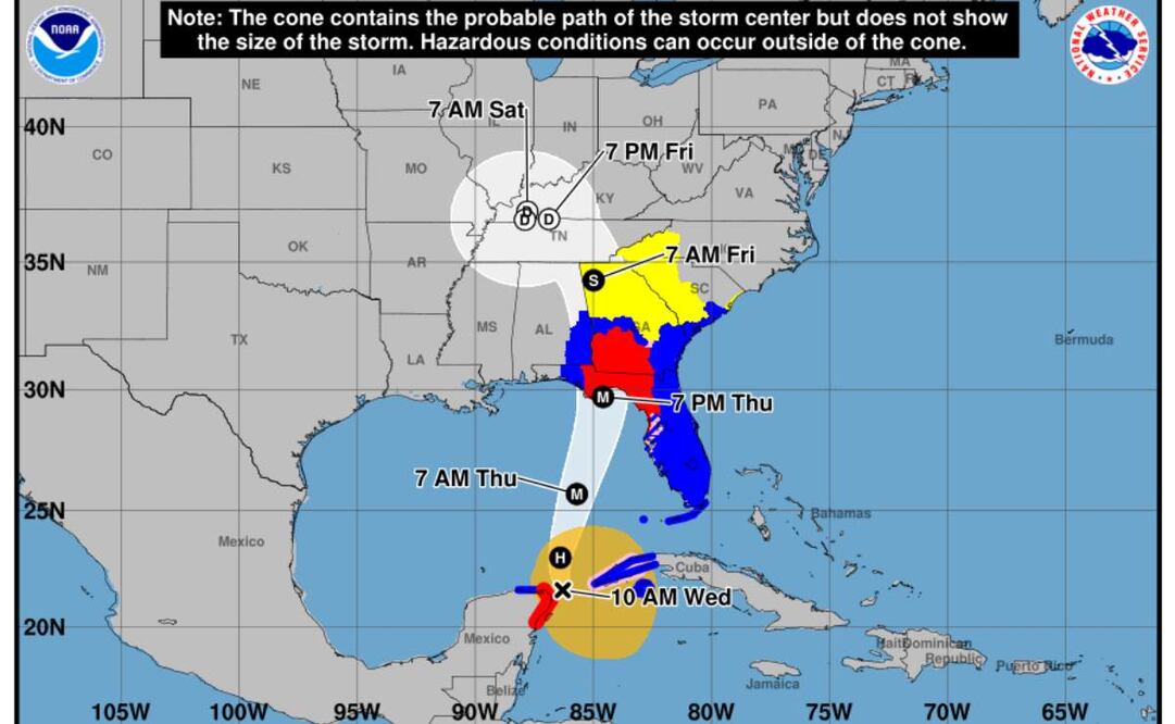 La Profeco indicó que hasta el momento tiene conocimiento de 40 vuelos cancelados a causa del huracán Helene. Foto: X National Hurricane Center