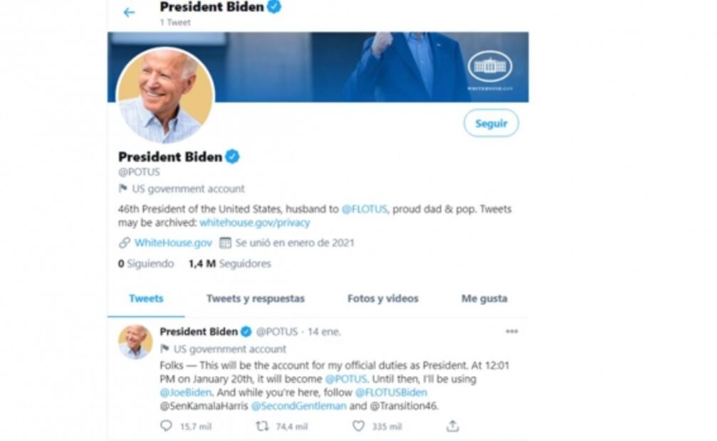 “No hay tiempo que perder”, dice Biden en su primer tuit como presidente de EU