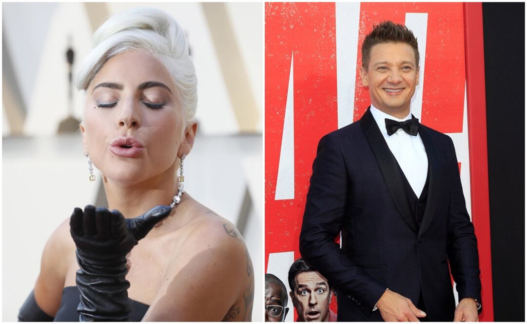 Lady Gaga y Jeremy Renner. Fotos: EFE y AFP