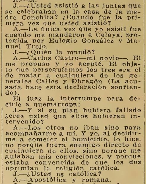 La monja que colgó el hábito después de la muerte de Obregón