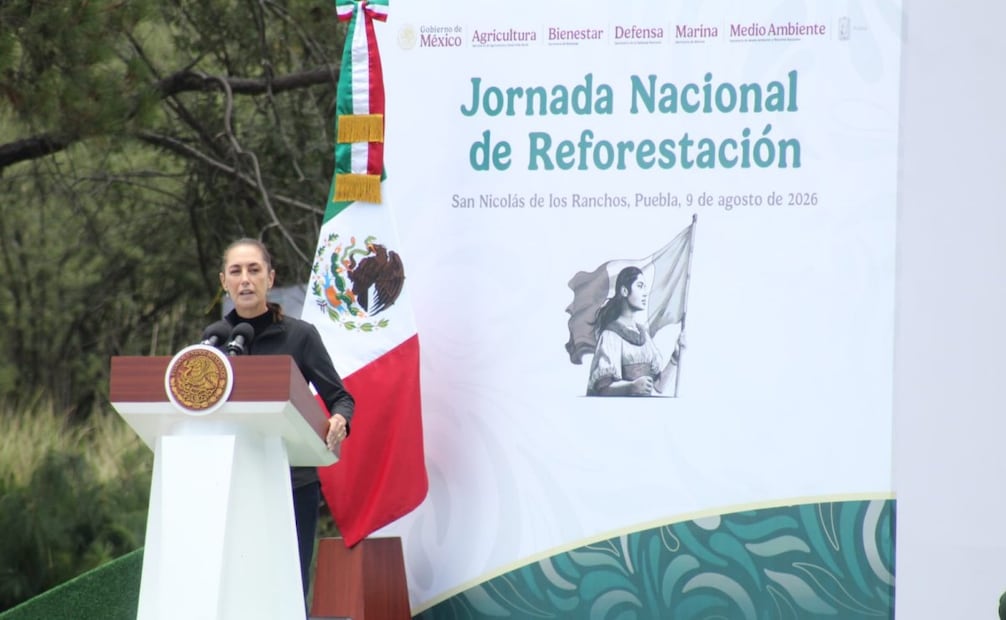 Jornada Nacional de Reforestación encabezada por la presidenta Claudia Sheinbaum en el Parque Nacional Iztaccíhuatl - Popocatépetl, en Puebla (09/08/2026). Foto: Omar Contreras/ EL UNIVERSAL