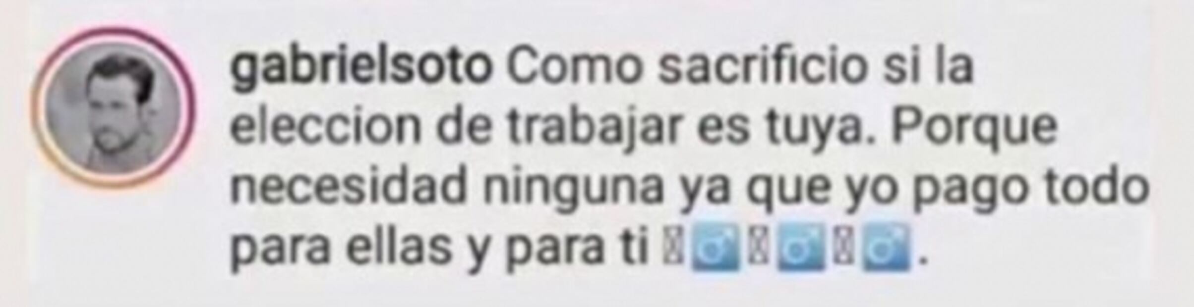 Tachan de machista comentario de Gabriel Soto a Geraldine Bazán