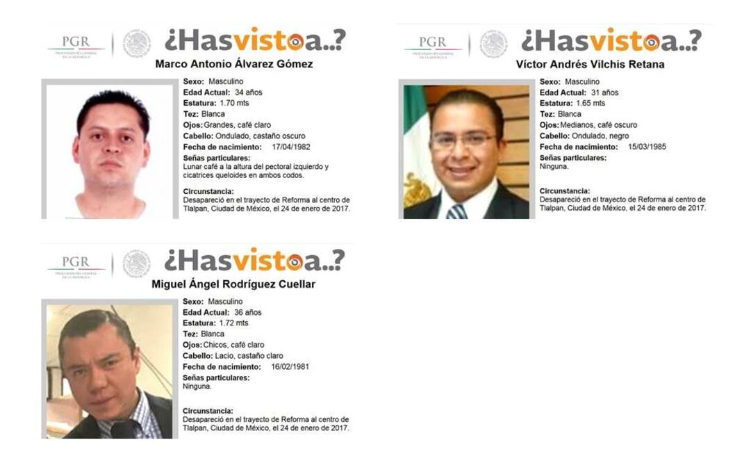 PGR difunde fichas de tres agentes desaparecidos en Tlalpan