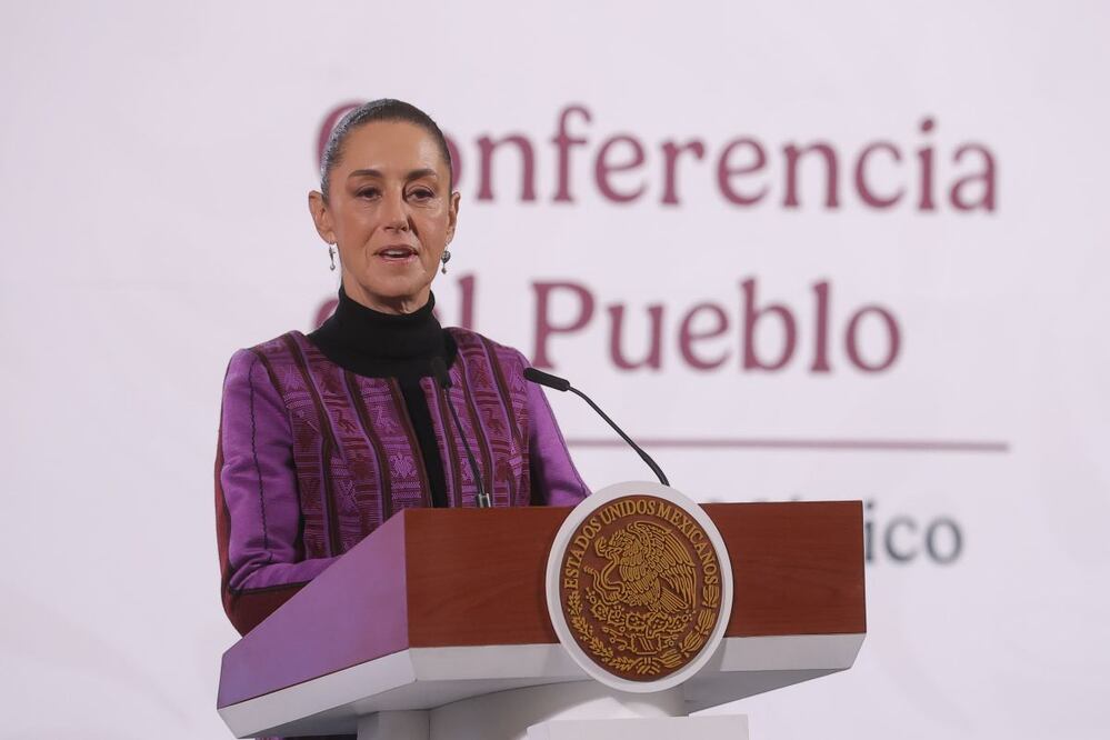 Claudia Sheinbaum, presidenta de México, durante la mañanera del 20 de febrero del 2025 en Palacio Nacional. Foto: Gabriel Pano / EL UNIVERSAL