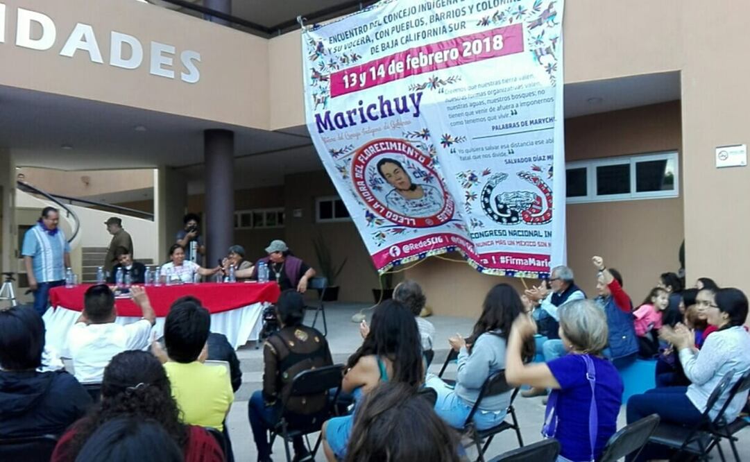 María de Jesús Patricio Martínez participó en un encuentro con estudiantes y profesores de la Universidad Autónoma de Baja California Sur. Foto Gladys Navarro