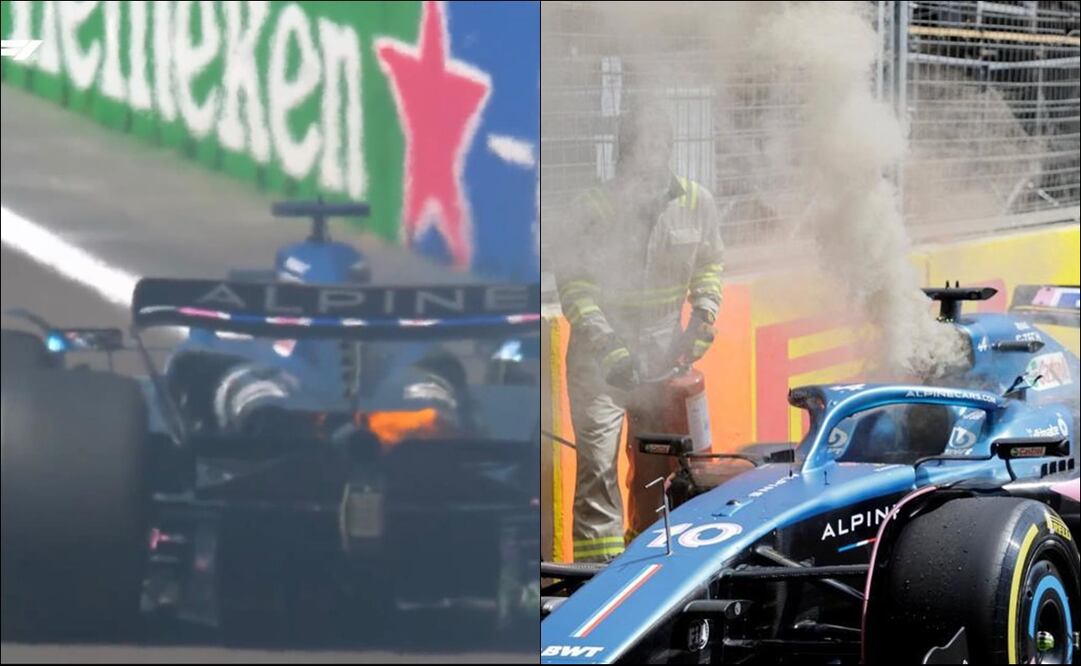 El vehículo del piloto francés de Alpine, Pierre Gasly, se incendió / FOTO: ESPECIAL