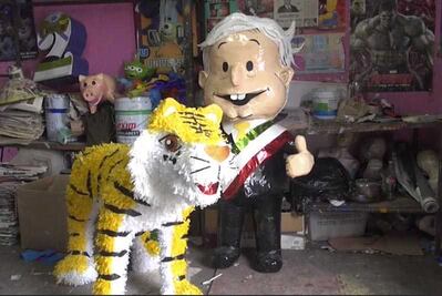 En Reynosa fabrican piñata de AMLO