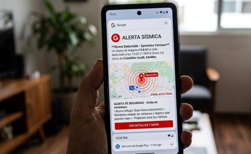 Así funciona la alerta sísmica de Google en Android. Foto: Creada con IA