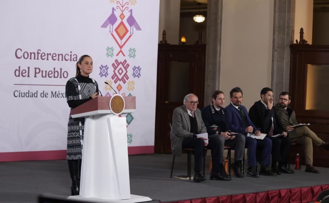 La presidenta Claudia Sheinbaum en su conferencia matutina del 27 de enero de 2026 en Palacio Nacional. Foto: Carlos Mejía / EL UNIVERSAL
