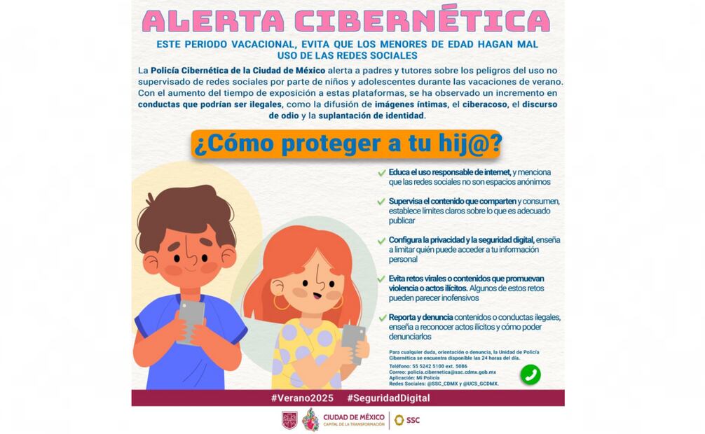 La Policía Cibernética, emitió una alerta a padres de familia sobre los riesgos del uso redes sociales por parte de menores de edad, sin supervisión. Foto: Especial