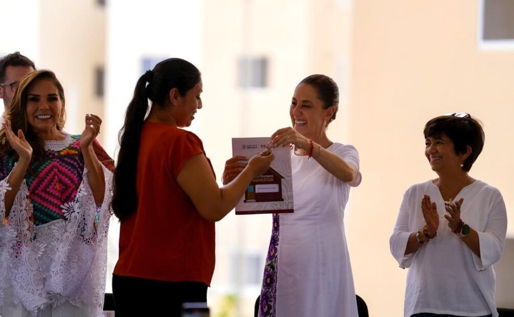 Presidenta Claudia Sheinbaum encabeza programa Vivienda para el Bienestar en Quintana Roo (29/11/2025). Foto: Presidencia