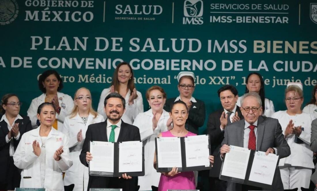 Sheinbaum firma convenio para consolidar IMSS Bienestar en la CDMX. Foto: Especial