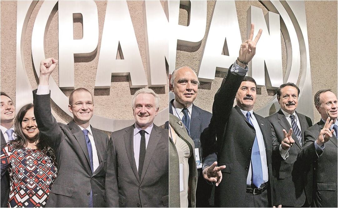 Los dos aspirantes a la presidencia nacional del PAN saludan a sus simpatizantes al término del debate que sostuvieron (ALEJANDRO ACOSTA. EL UNIVERSAL)