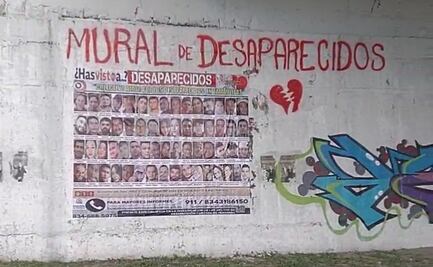 Instalan mural con fotografías y datos de familiares desaparecidos en Tamaulipas 