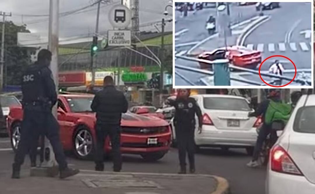 Momento exacto en que un conductor de un camaro es baleado en avenida Tláhuac. Foto: @siete_letras/El Universal