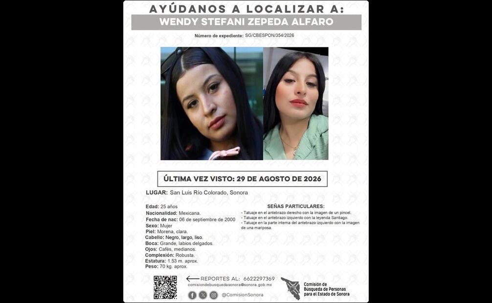 La joven de 25 años fue privada de la libertad el 29 de agosto y localizada sin vida el 8 de septiembre en San Luis Río Colorado. Foto: Especial