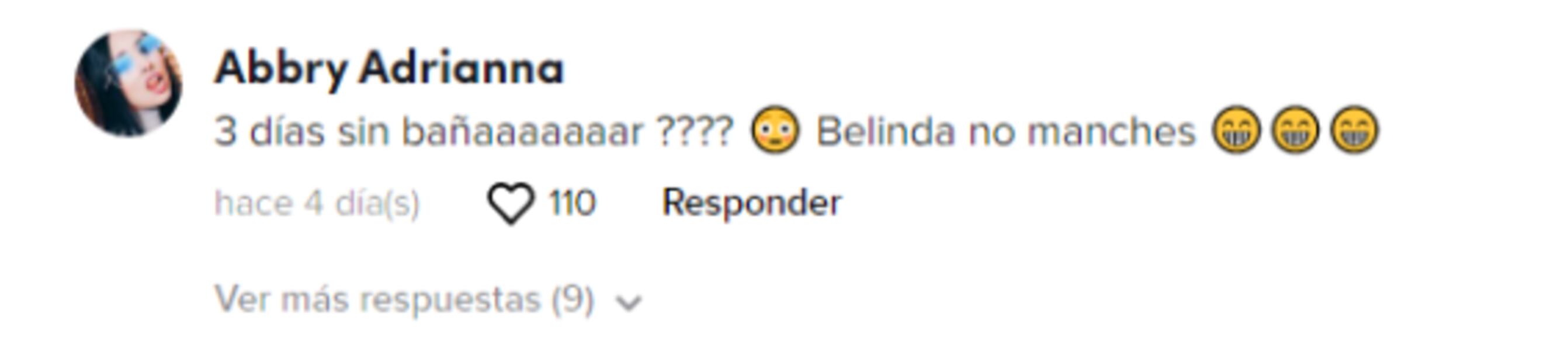 Belinda responde cuántos días ha pasado sin bañarse