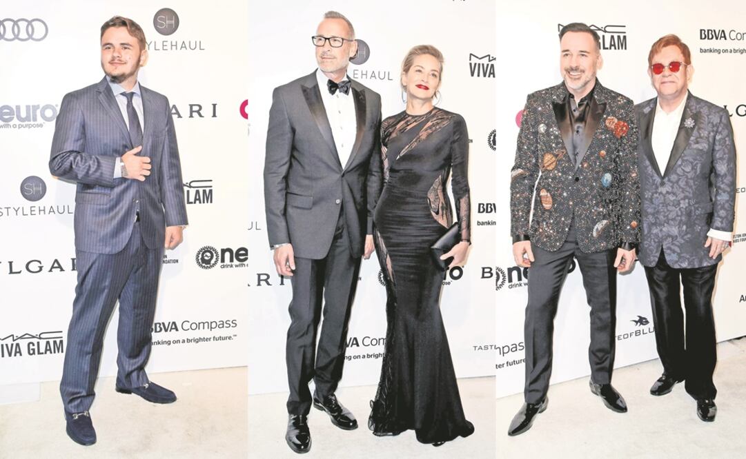 Prince Michael Jackson II, Sharon Stone, Douglas Truesdale, David Furnish y Elton John. FOTO: TIBRINA HOBSON. AFP