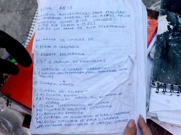 “Mi arma se compone de...” ; hallan apuntes de lecciones a sicarios del CJNG en Teuchitlán, Jalisco