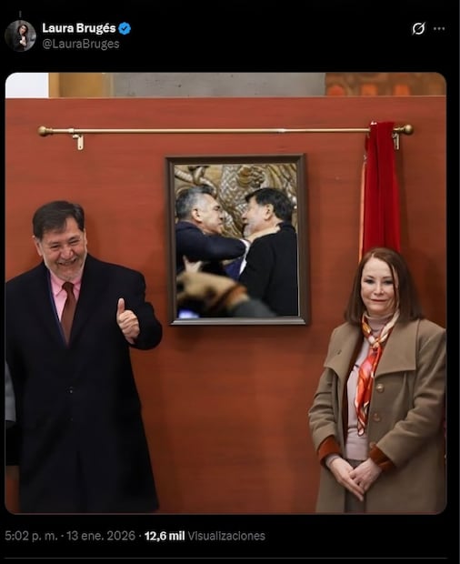 Retrato oficial de Noroña en el Senado desata reacciones en redes. Foto: Captura de pantalla