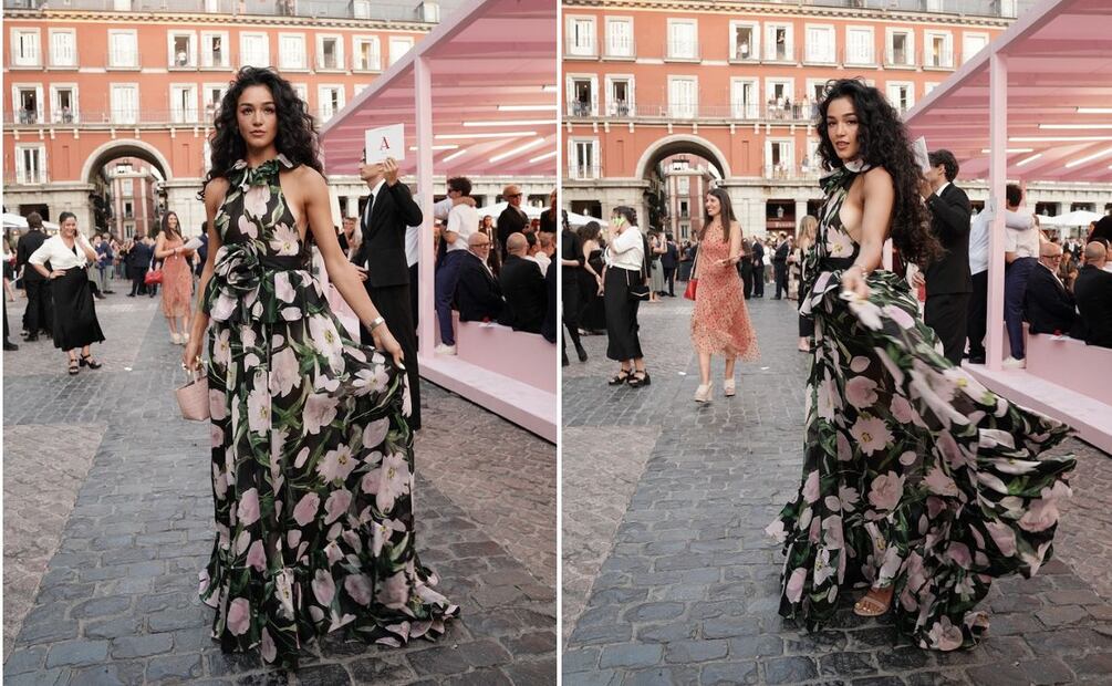 Ale Capetillo lució maxivestido con flores de gran tamaño. Foto: Cortesía