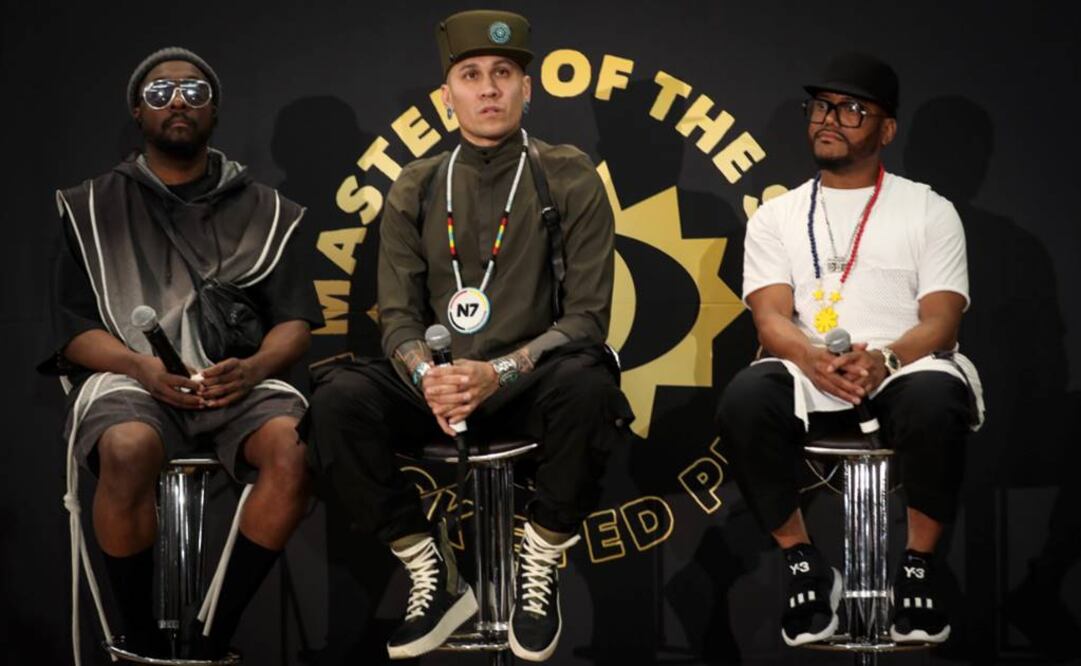 will.I.am, Taboo y Apl.de.ap de Black Eyed Peas durante su conferencia en la CDMX FOTO: Juan Carlos Reyes / EL UNIVERSAL