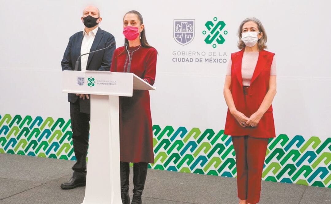 En presencia de Florencia Serranía (derecha), la jefa de Gobierno, Claudia Sheinbaum Pardo, anunció ayer que el nuevo director General del STC Metro es Guillermo Calderón Aguilera. Foto: ESPECIAL