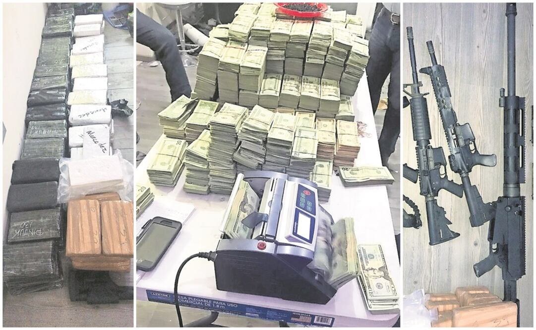 Al revisar una vivienda, en Matamoros, Tamaulipas, los militares y personal de la procuraduría localizaron un compartimento subterráneo en el que se encontraban los paquetes de dólares de distintas denominaciones. CORTESÍA GRUPO DE COORDINACIÓN TAMAULIPAS