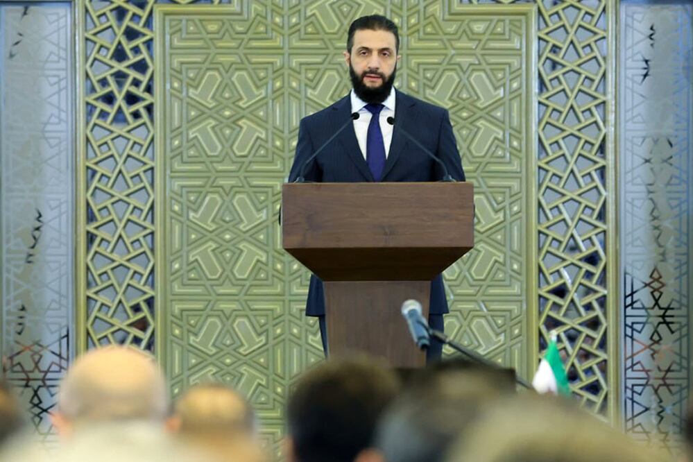 El presidente sirio Ahmed al-Sharaa, en Damasco. Foto: AFP