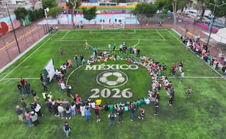 Alcaldesa de Ecatepec pone en funcionamiento deportivo Río de Luz; construyen cancha de futbol 7 como parte del programa Mundial Social 2026