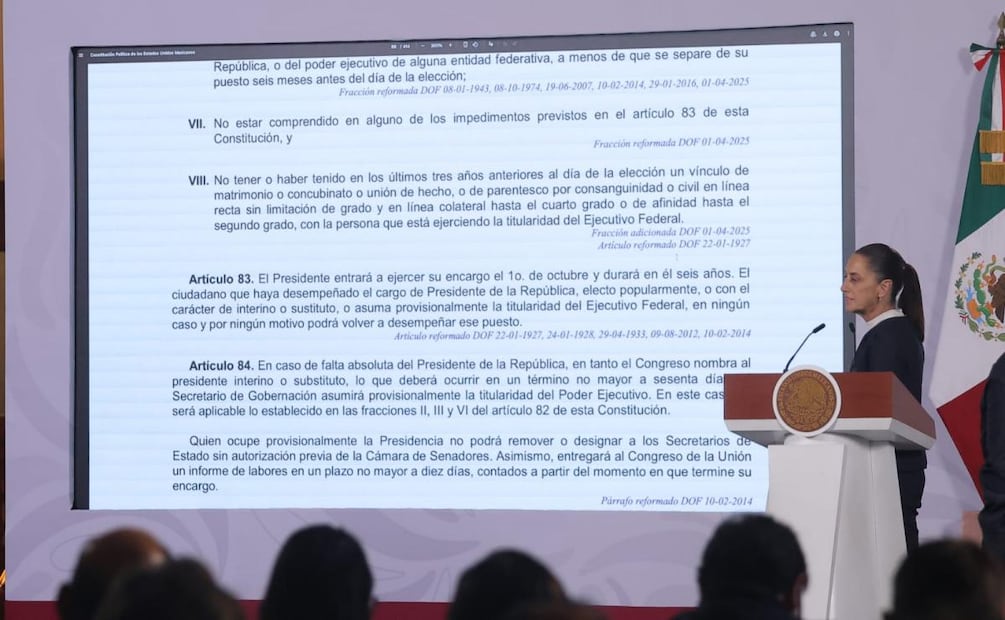 Presidenta Claudia Sheinbaum durante “La Mañanera del Pueblo” desde Palacio Nacional este 27 de agosto del 2026. Foto: Gabriel Pano / EL UNIVERSAL