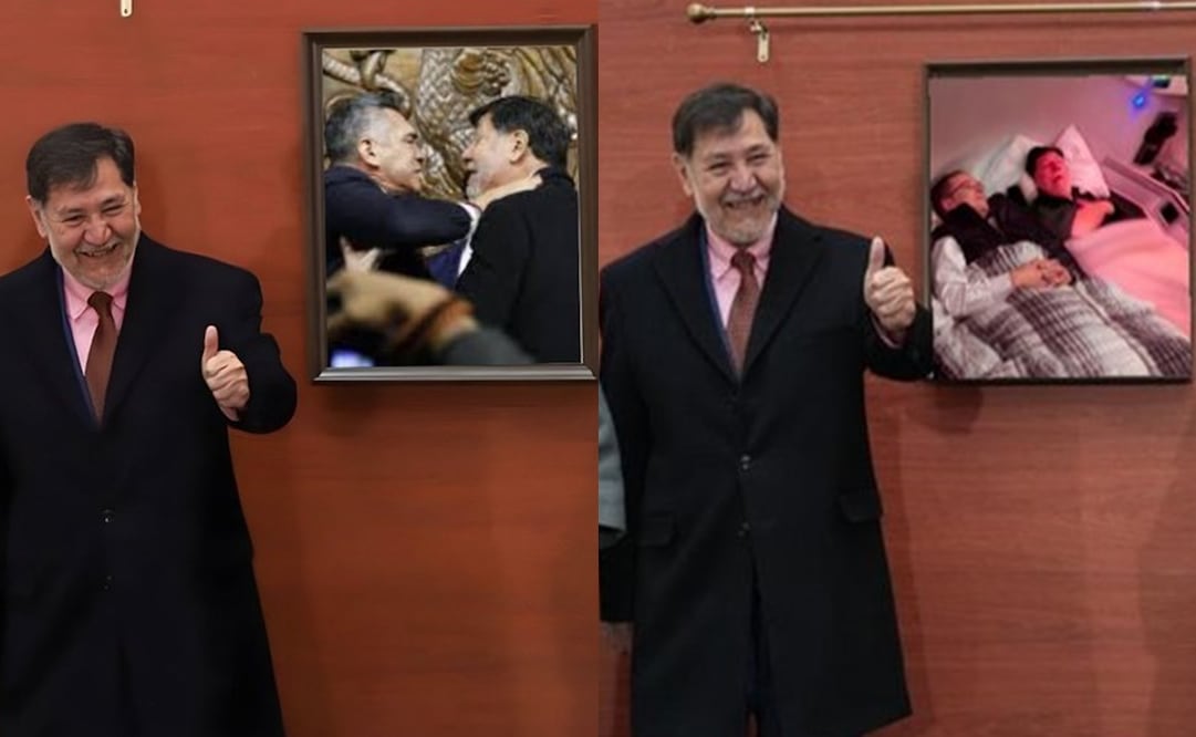 Retrato oficial de Noroña en el Senado desata reacciones en redes. Foto: Captura de pantalla