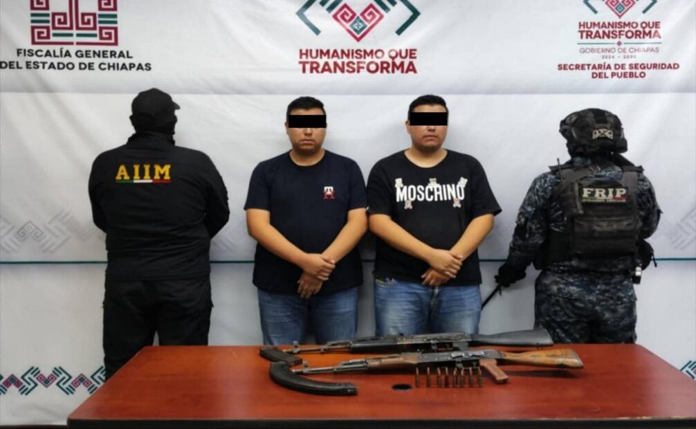 Detenidos por posesión con fines de comercio de metanfetamina y marihuana (12/08/2025). Foto: Especial