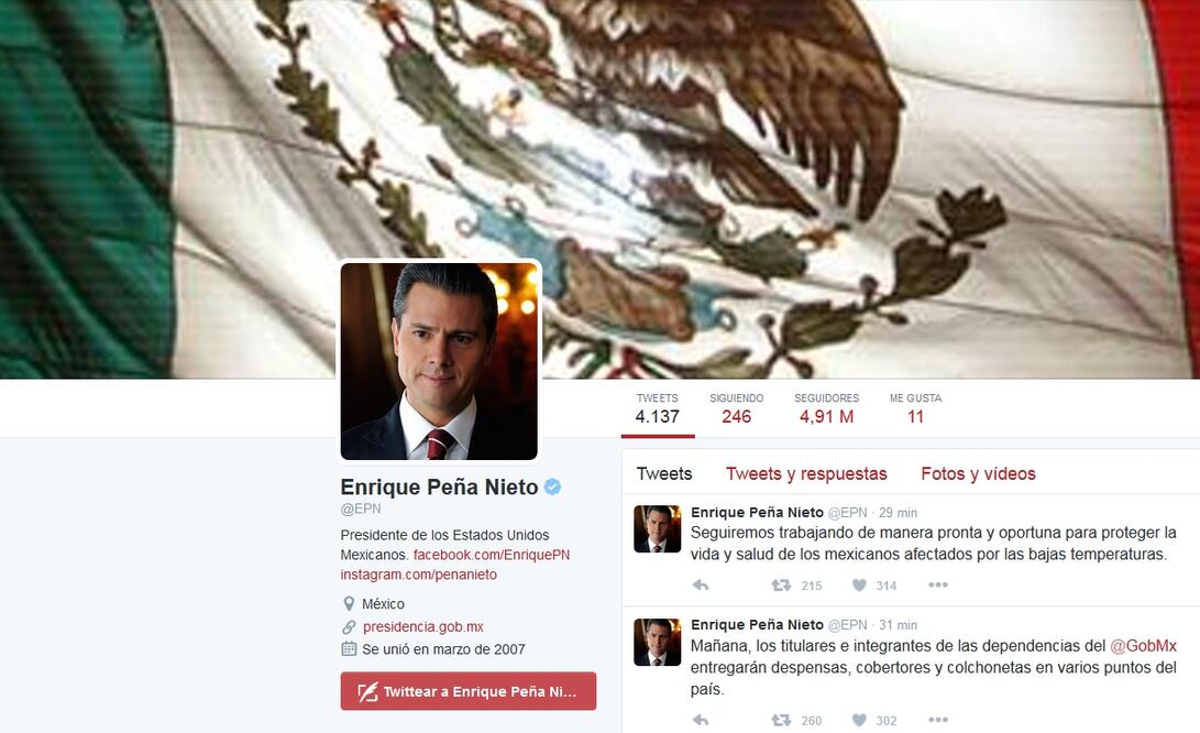 Imagen tomada del Twitter de Enrique Peña Nieto