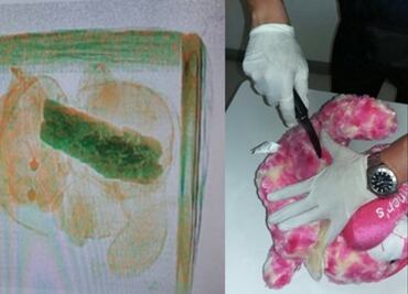 Hallan 1.4 kg de droga en un oso de peluche