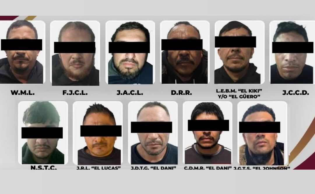 Detienen a 23 sujetos de una banda criminal que operaba en la zona sur de Hidalgo (06/11/2025). Foto: Especial