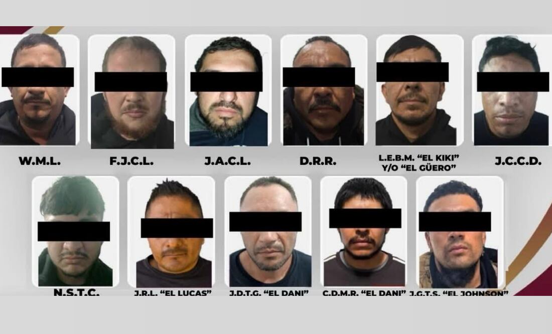 Detienen a 23 sujetos de una banda criminal que operaba en la zona sur de Hidalgo (06/11/2025). Foto: Especial