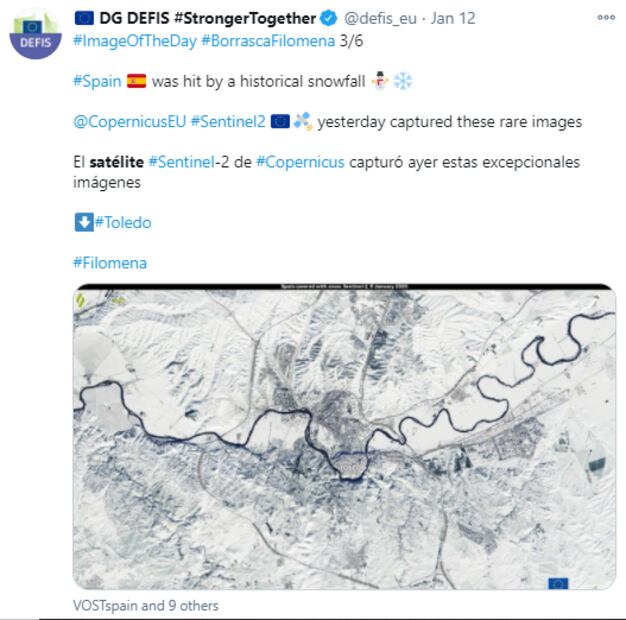Así se vio la histórica nevada en España desde el espacio