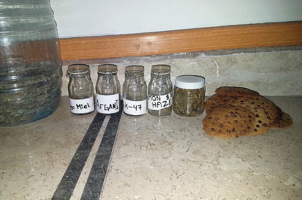 Las galletas se vendían en 20 pesos cada una y cada dosis de la yerba en 10 pesos. En el lugar aseguraron 270 kilos de marihuana y pastillas sicotrópicas. (CORTESÍA)