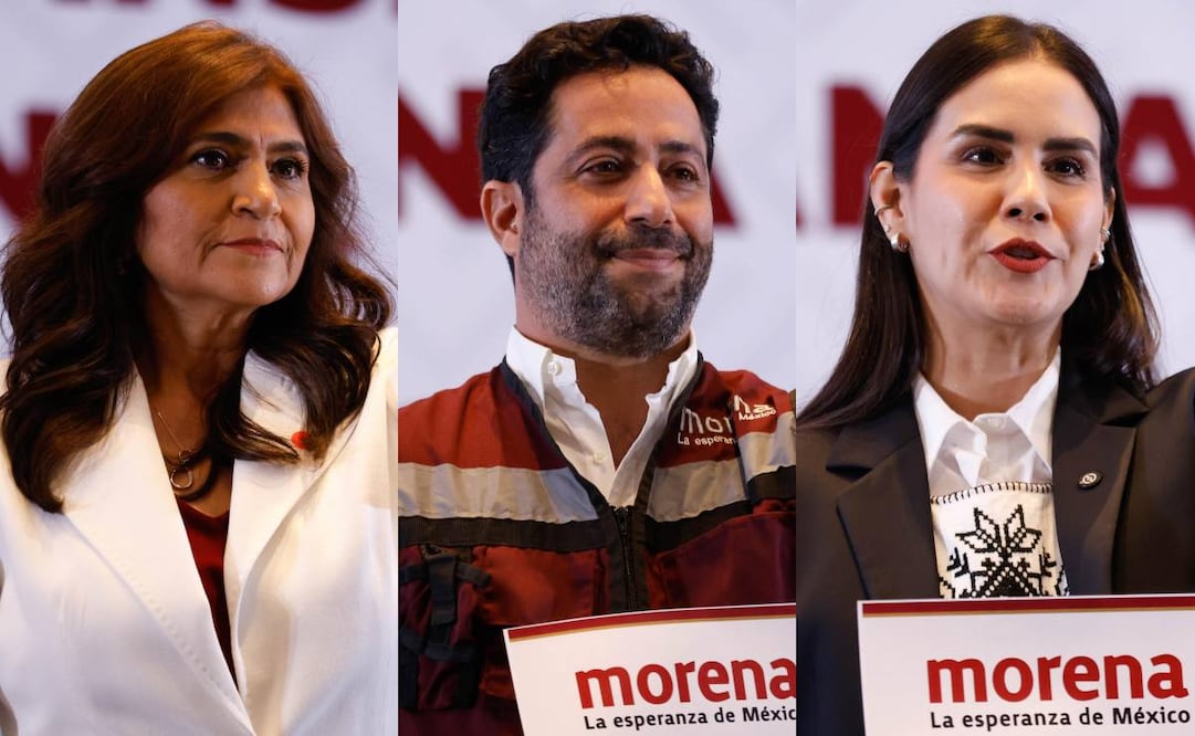 Nora Ruvalcaba, Pablo Gutiérrez y Rosi Bayardo, coordinadores estatales en defensa de la transformación y la soberanía nacionale en Aguascalientes, Campeche y Colima. Fotos: Diego Simón Sánchez / EL UNIVERSAL