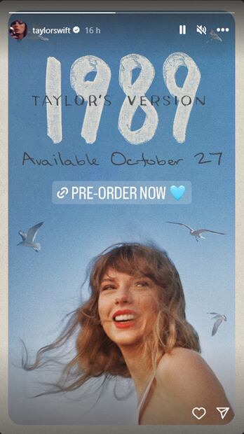Taylor Swift revela cuándo lanzará su versión de ‘1989’. Foto: Instagram @taylorswift