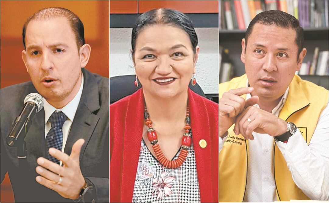 De izquierda a derecha: Marko Cortés, líder nacional del PAN; Dulce María Sauri, vicepresidenta de la Cámara de Diputados; y Ángel Ávila, líder nacional del PRD. Fotos: Archivo/EL UNIVERSAL