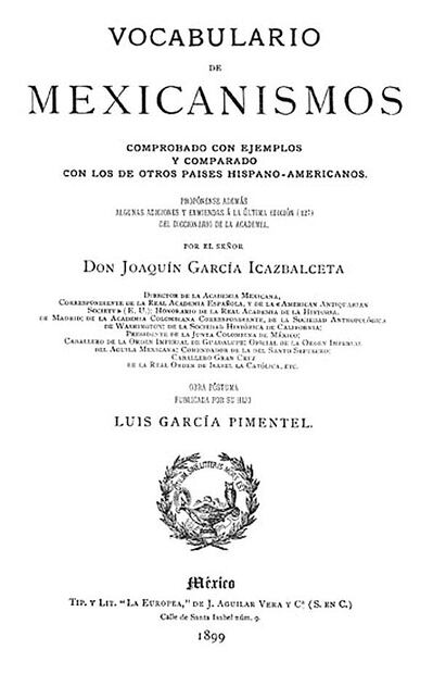 Bibliografía Mexicana del siglo XVI y Vocabulario de mexicanismos son dos de los libros más destacados de García Icazbalceta. 
