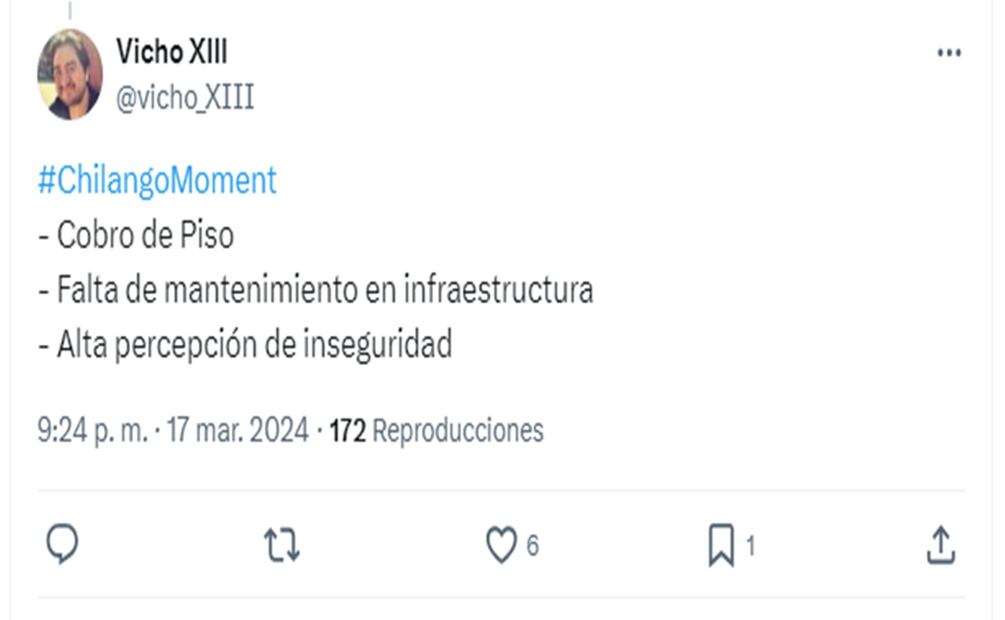 Usuarios de la plataforma X, usan el "Chilango Moment" para hacer denuncias sobre anomalías en la CDMX. Foto: Captura de pantalla, X