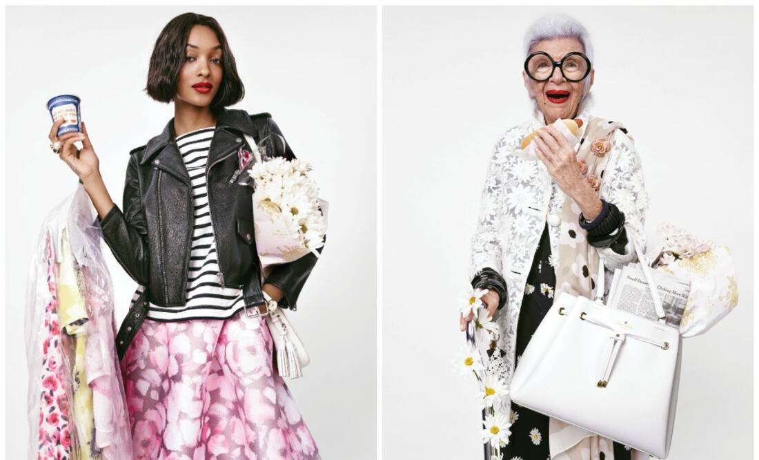 La modelo Jourdan Dunn y la musa de la moda Iris Apfel en la última campaña de Kate Spade
